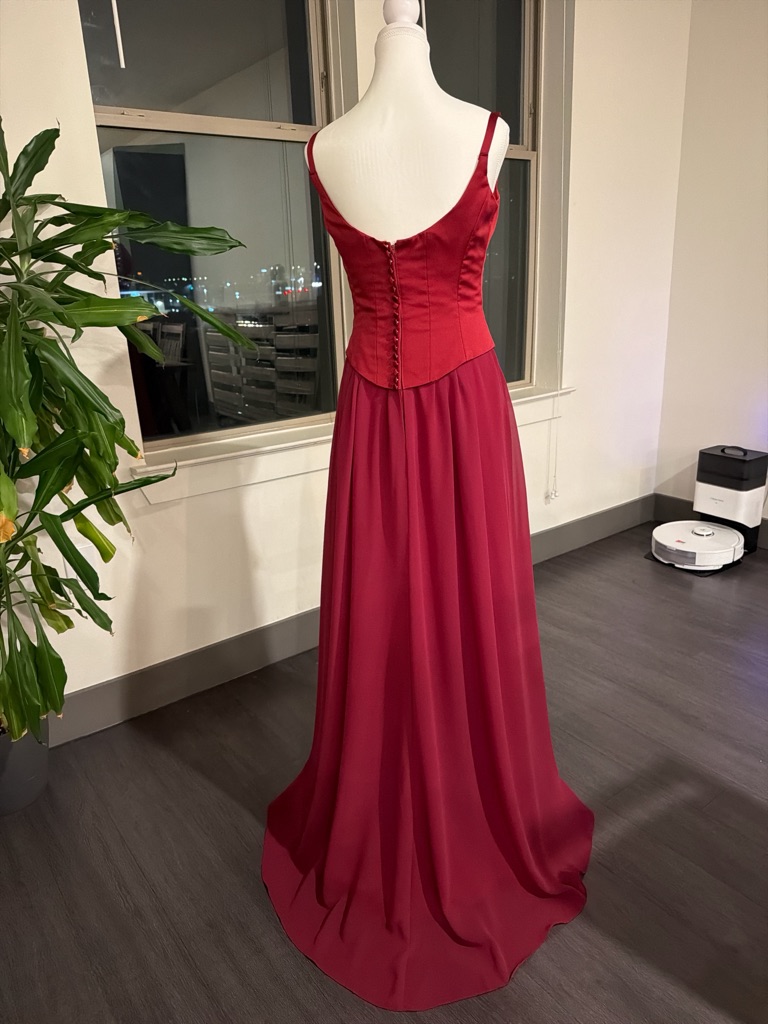 Alfred Angelo Deep Red Strapless Maxi Dress